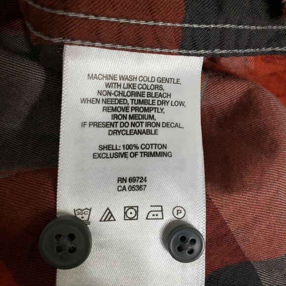 Columbia Mens Shirt Medium Out and Back II Orange Plaid Button Down Long Sleeve - Picture 10 of 11